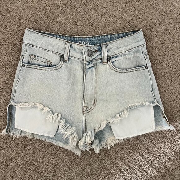 Urban Outfitters Cut Off Jean Shorts | BDG High Rise Lou Hi-Low Denim Shortie - Picture 4 of 8